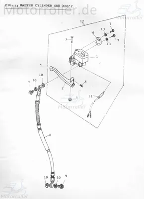 Produktbild von Adly Handbremszylinder oben JET 50 Hydraulikpumpe 50ccm 2Takt Motorroller.de Hauptbremszylinder Bremspumpe Hydraulik-Pumpe Handbremspumpe Brems-Pumpe