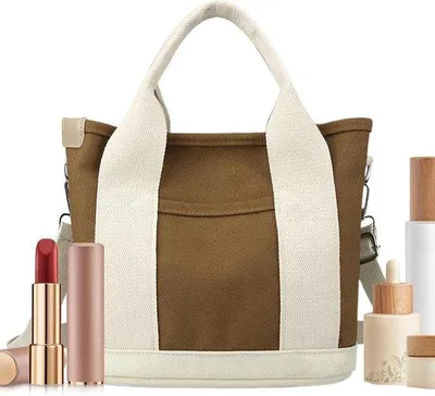 Productafbeelding van Canvas Shopper Tas - Schoudertas Dames - Dagelijks Gebruik - Verstelbare Band - 23 x 21 cm - Zwart
