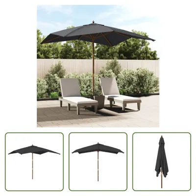 Immagine prodotto di The Living Store Ombrellone con palo in legno nero 300x300x273 cm