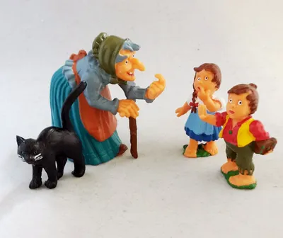 Produktbild von Hänsel und Gretel Hexe Katze 4 Märchen Figuren für Hexenhäuschen