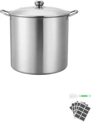 Immagine prodotto di SucceBuy pentola per conserve in acciaio inox con coperchio in vetro e cestello, 19,86 litri