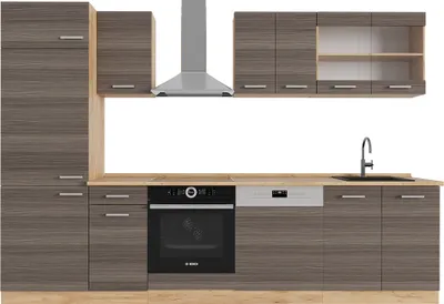 Produktbild von Küchenzeile Vicco R-Line Edelgrau/Goldkraft Eiche 300 cm ohne Arbeitsplatte, Model 54057