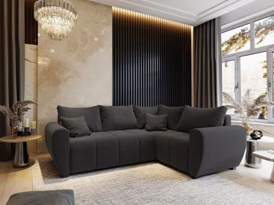 Zdjęcie produktu dla Masseno Narożnik MADISON L R-S z funkcją spania i pojemnikiem na pościel Kształt L, Rozkładana sofa, Rogówka - Szary, SAWANA 05