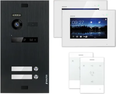 Produktbild von BALTER EVO Schwarz 2-Draht BUS Talk + 7" LCD WiFi Video Türsprechanlage Set für 2 Familienhaus