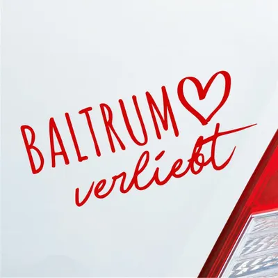 Produktbild von Auto Aufkleber Baltrum verliebt Herz Insel Nordsee Liebe Car 19x8 cm Rot Sticker Heckscheibenaufkleber