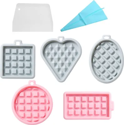 Produktbild von 5er-Pack Silikon-Waffelform, Muffinformen, Waffeleisen-Backblech, Backformen Für Waffelkuchen, Schokolade, Basteln, Süßigkeiten, Seife, Backen