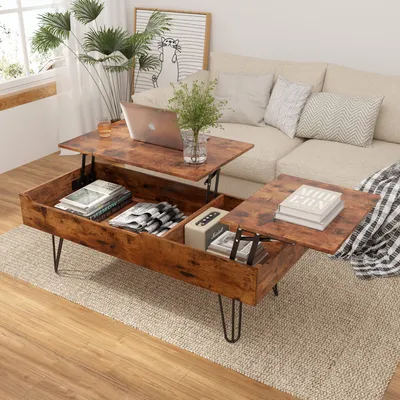 Produktbild von GUNUSS Couchtisch höhenverstellbarer Wohnzimmertisch 100 *50*45cm Ablagefach Sofatisch Kaffeetisch Ausziehbare Tischplatte