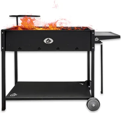 Produktbild von Grillpeter Schaschlikgrill Mangal Batyr 80, mit Ablage und Kasanhalter, aus 2 mm Stahl, 112x33x82 cm, für 5-6 Personen, 10 Einkerbungen.