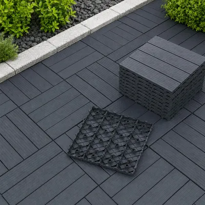 Immagine prodotto di 44 piastrelle per esterni, dimensioni 30x30x2 cm, circa 4 m², sistema a incastro, resistenti agli agenti atmosferici, antiscivolo, idrorepellenti, adatte per balconi, terrazze e giardini
