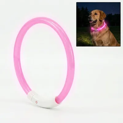 Produktbild von LED Hundehalsband Leuchthalsband USB-C aufladbar 70cm Pink Wasserdicht