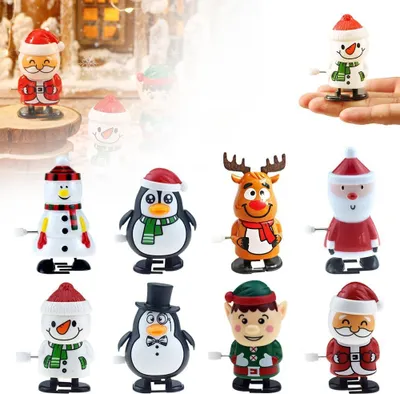 Obrázek produktu pro Little things, Nejnovější vánoční natahovací hračka, Otec Vánoc sněhulák los s hodinovým strojkem, který běhá a skáče (B-8PCS)
