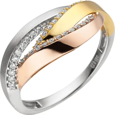 Produktbild von Ring aus 585 Gold gelb/weiß/rot tricolor 36 Diamanten Brillanten 0,23 Ct. Damen Innenumfang 54mm  Ø17.2mm