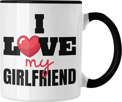 Produktbild von Trendation - I Love My Girlfriend Tasse Geschenk für Freund Beziehung Liebe Geschenkidee Kaffee-Becher (Schwarz)