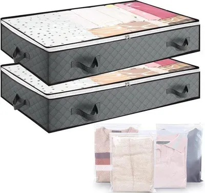 Image de Lot de 4 sacs de rangement pour sous le lit avec poignées