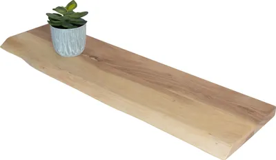 Produktbild von Wandregal Akazienholz natur massiv 80x20 cm Holzregal Steckboard Baumkante AMANDA