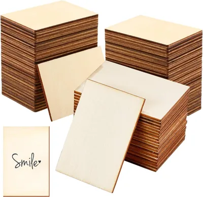 Produktbild von Holzplatten 7.5x5 cm, 80 Stück, zum Basteln, unbehandeltes Pappelholz, rechteckig