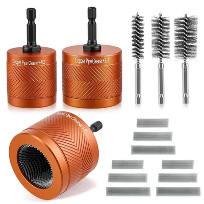 Obrázek produktu pro Sada pro čištění měděných trubek, včetně sanitárního čisticího kartáče, 15 mm, 22 mm, 28 mm, 15 dílů