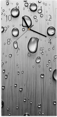 Produktbild von Wanduhr aus Glas mit Motiv Wassertropfen auf Metall- 30 x 60 cm - inkl. Aufhängesystem