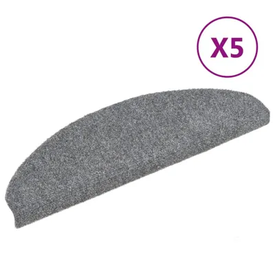 Immagine prodotto di vidaXL Tappeto per gradini Autoadesivo 5 pezzi 65x21x4 cm Grigio chiaro Semicircolare Grande