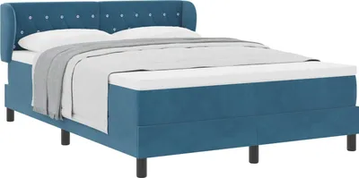 Produktbild von vidaXL Boxspringbett mit Kopfteil Dunkelblau 140 x 190 cm Samt