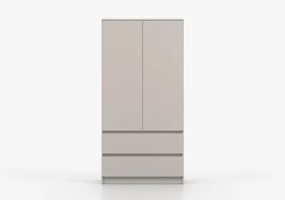 Produktbild von Drehtürenschrank Kleiderschrank Schrank 90 cm Kaschmir/Kaschmir, 2-türig mit 2 Schubladen, Kleiderstange, SOLO 2D2S II