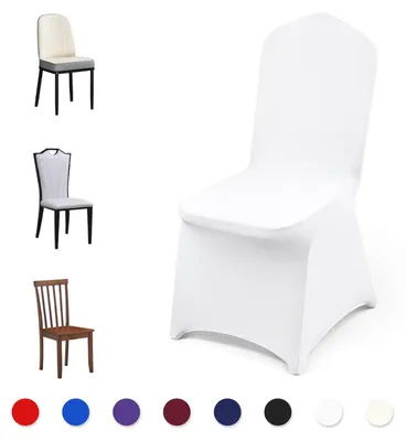 Produktbild von VEVOR Stuhlhussen aus Polyester-Elasthan 105 Stk. Weiß, Abnehmbare & Waschbare & Dehnbare Stuhlüberzüge, Universell Passend für Esszimmer Partys Hochzeiten Bankette, Stuhlhüllen Stuhlbezüge