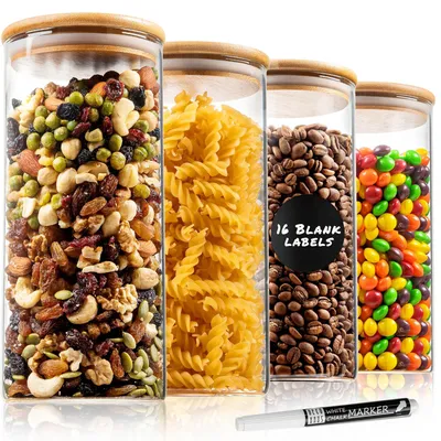Vorratsgläser-Set 4x 1400 ml luftdicht mit Bambusdeckel