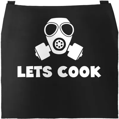 Produktbild von Grill-Schürze für Männer mit Spruch Grillen Lets Cook Gasmaske Küchen-Schürze Moonworks® schwarz unisize