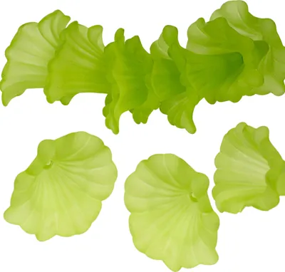 10 Blütenkelch-Perlen 41x35mm, Kelche, Lilien, Röcke, grüngelb