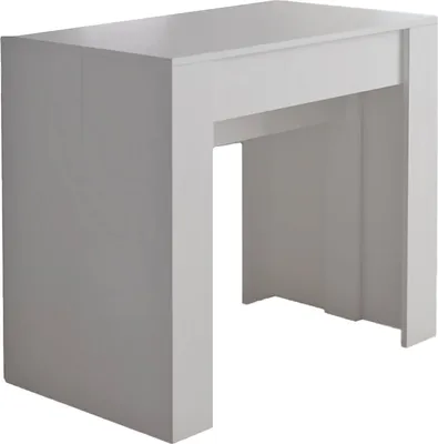Produktbild von Moderner Esstisch, Ausziehbare Konsole bis zu 10 Sitzplätze, Maße 90 x 51 x 77 cm (bis zu 237 mit Verlängerungen), Weiße Farbe