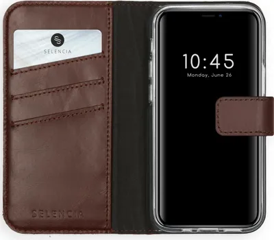 Immagine prodotto di Libreria Selencia in vera pelle per Apple iPhone 12 Mini - Marrone