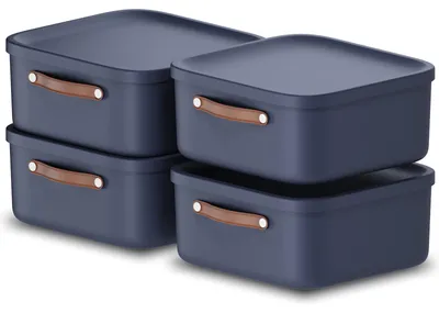 Produktbild von Rotho 4er-Set Aufbewahrungsbox 20 L Maloja - Kunststoffbox mit Deckel - Stapelbox 39,5 x 38,0 x 17,7 cm - Plastikbox Ordnungsbox Allzweckkiste