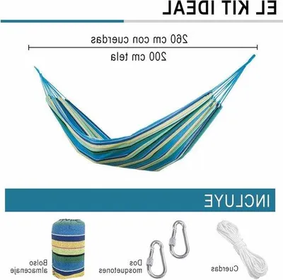 Produktbild von Hängematte für den Garten, 200 x 80 cm - Robustes und bequemes Material - Einfach zu installieren - Tragbar - Ideal zum Entspannen im Freien - Terrassen-Hängestuhl (Blau)