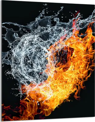 Produktbild von Herdabdeckplatte 40x52 Glaskeramikkochfeld Abdeckung Spritzschutz Glasplatte Deko Schneidebrett, Feuer Wasser