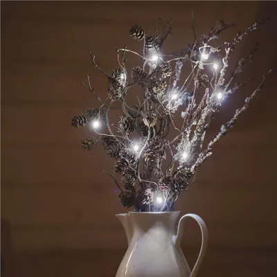 LED Weihnachtliche Nano-Kette, 1,9 m, 2x AA, Innen, Kaltweiß, Timer