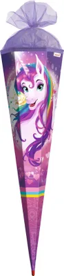 Produktbild von ROTH Schultüte groß Einhornportrait 85 cm eckig Rot(h)-Spitze Tüllverschluss Zuckertüte Schulanfang