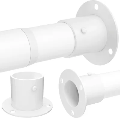 Imagen del producto de Barra extensible para colgar ropa en la pared, ajustable de 45 a 66 cm, color blanco, ideal para dormitorios y baños