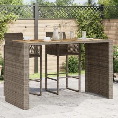 Produktbild von Bartisch für Garten und Terrasse aus Polyrattan mit Akazienholzplatte und stabilem Stahlrahmen