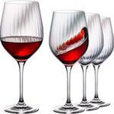 Produktbild von IMPERIAL Rotweingläser 450ml "London" Set 4-Teilig geriffelte Weingläser aus Crystalline Glas Universalweingläser