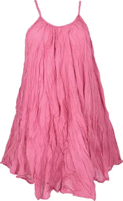 Produktbild von Boho Krinkelkleid, Minikleid, Sommerkleid, Strandkleid - Pink, Damen, Baumwolle, Kleider