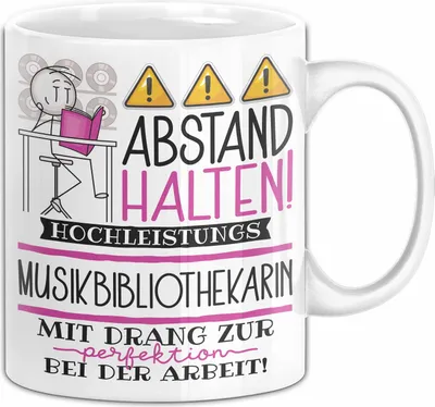 Produktbild von Musikbibliothekarin Tasse Geschenk Lustig Abstand Halten Hochleistungs-Musikbibliothekarin Mit Drang Zur Perfektion Bei Der Arbeit (Weiß)