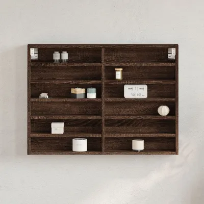 Zdjęcie produktu dla Gablota Brązowy dąb 80x8,5x58 cm Materiał drewnopochodny