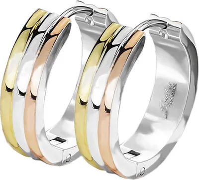 viva-adorno Ø 20mm Edelstahl Creolen Edelstahl Ohrringe Klappcreolen Tricolor Rosegold / Silber / Gold ER94