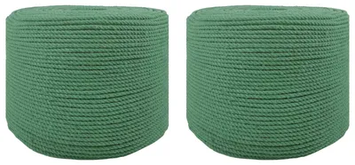 Zdjęcie produktu dla vidaXL, przędza bawełniana, 2 sztuki, 2 mm, 100 metrów, kolor zielony, 100% bawełna