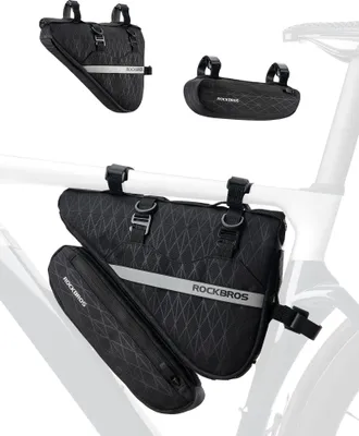 Immagine prodotto di ROCKBROS Set di borse da bicicletta 2 in 1 Borsa a triangolo Borsa da telaio staccabile 1,3L+0,7L