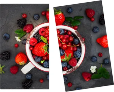 Produktbild von Spritzschutz Herdabdeckplatte Schneidebrett aus Glas Beeren verstreut 2-Teilig (60x52cm)