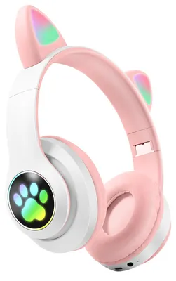 Obrázok produktu pre Avizar, detské slúchadlá s Bluetooth a svietiacimi mačacími ušami v RGB, ružové
