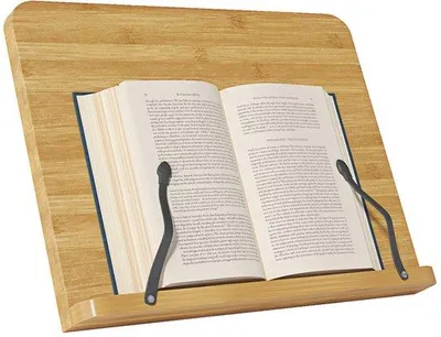 Image de Support de lecture en bambou, support pour livres, support pour livres de cuisine, support pour livres de cuisine, support en bambou