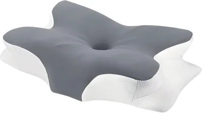 Produktbild von Ergonomisches Nackenkissen aus Memory Foam - Orthopädisches Schlafkissen für Rücken- & Seitenschläfer - Atmungsaktiv & Waschbar - Grau