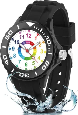 Productafbeelding van Analoog Kinderhorloge, Leerhorloge voor Kinderen 5-16 Jaar, Veelkleurige Wijzerplaat, Gemakkelijk te Lezen